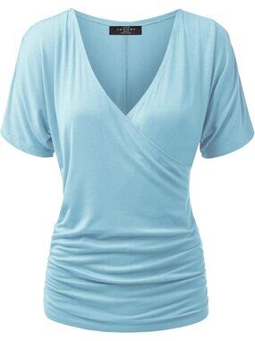 Women's T Shirt Aqua V Neck Short Sleeve Dressy Summer Comfort Drape Comfort